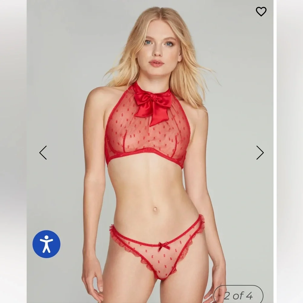 NWT AGENT PROVOCATEUR Madelina Red Lace Sheer Thong in AP Size 4 (US 8) - Picture 4 of 13